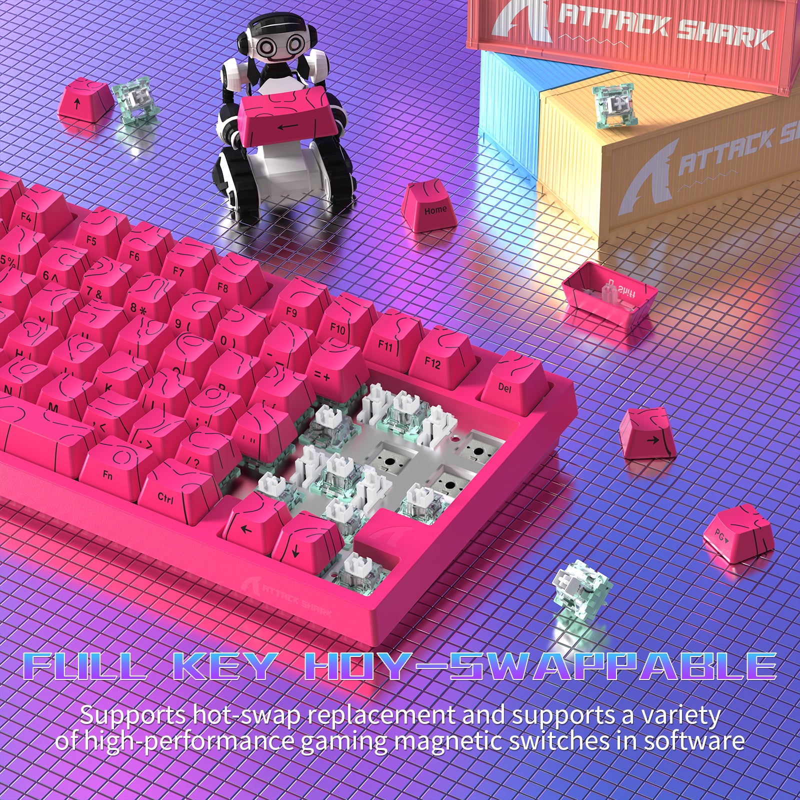 ATTACK SHARK R82 HE 유선 75% 게이밍 키보드 C01ULTRA LED 케이블 포함