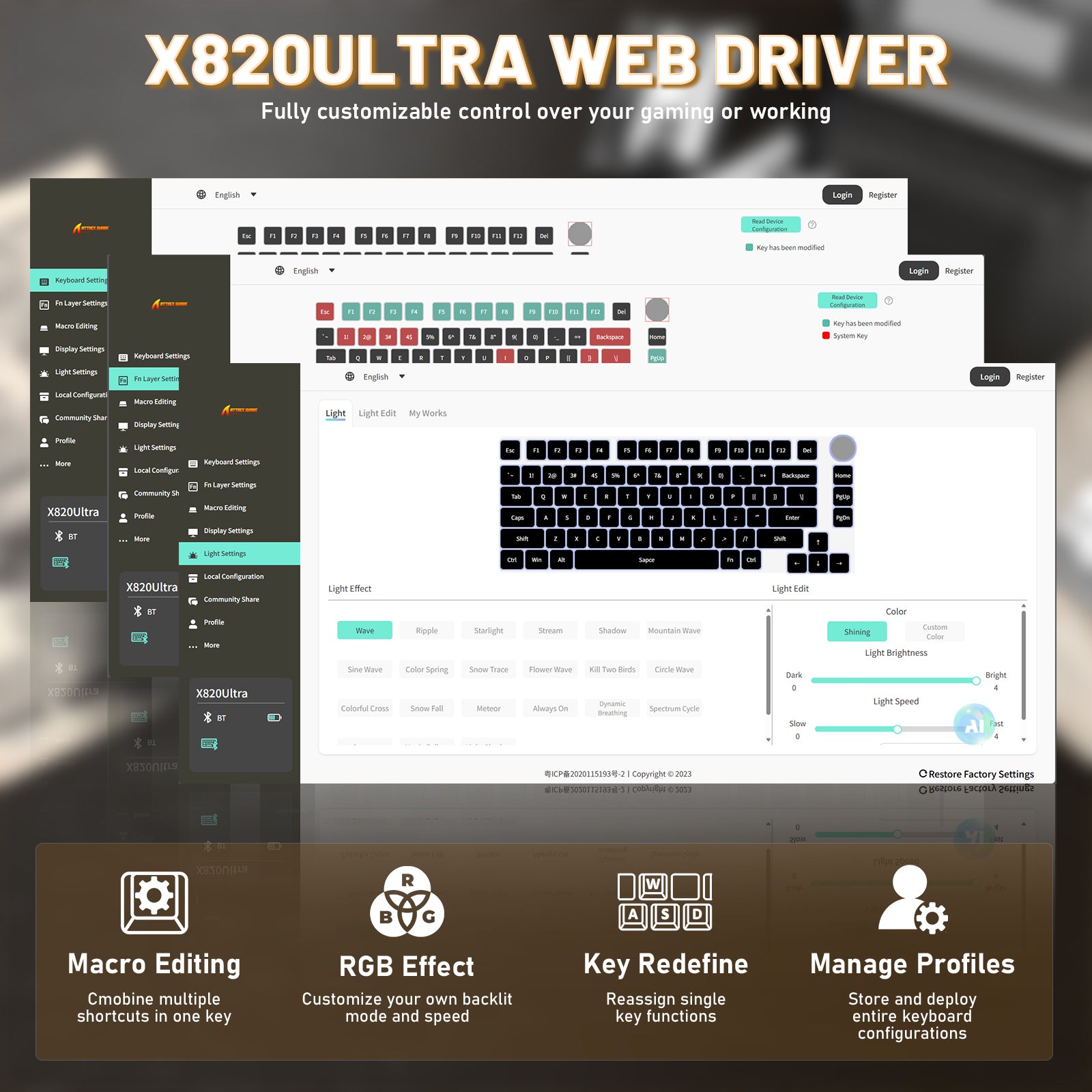 ATTACK SHARK X820ULTRA 기계식 키보드 C01ULTRA 코일 케이블 포함