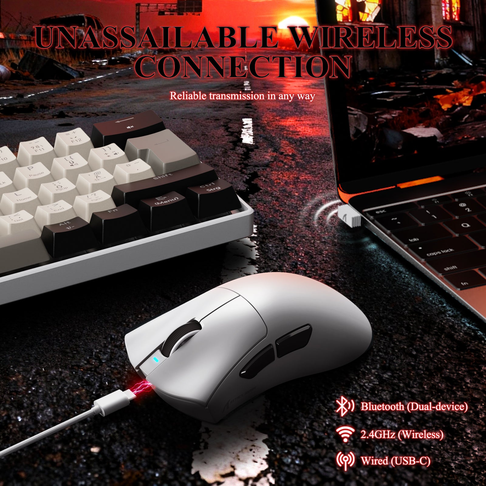 ATTACK SHARK V3PRO 초경량 트라이모드 게이밍 마우스 충전 도크 포함