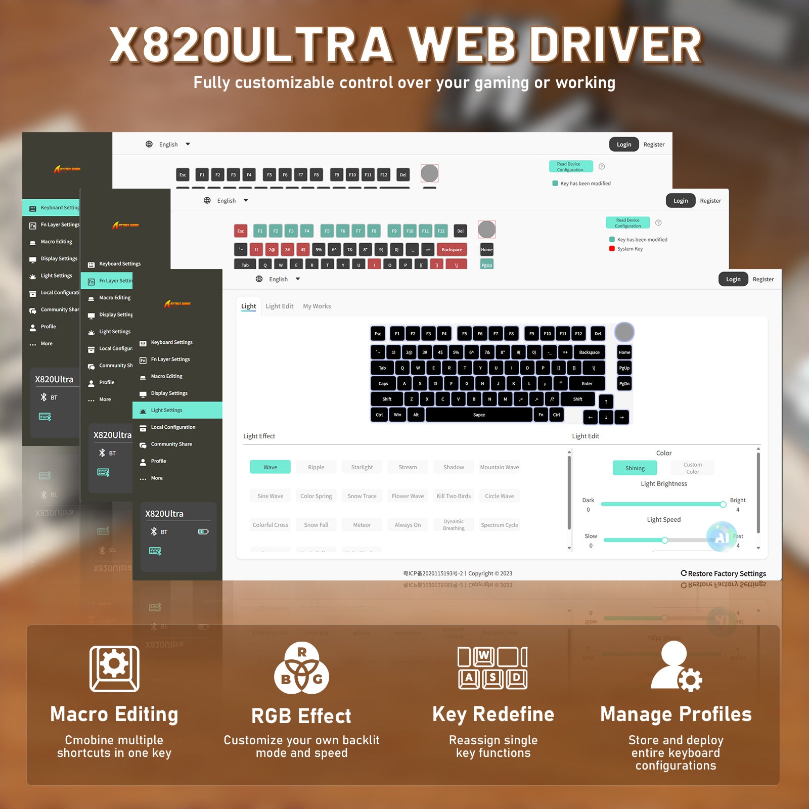 ATTACK SHARK X820ULTRA 기계식 키보드 C01ULTRA 코일 케이블 포함