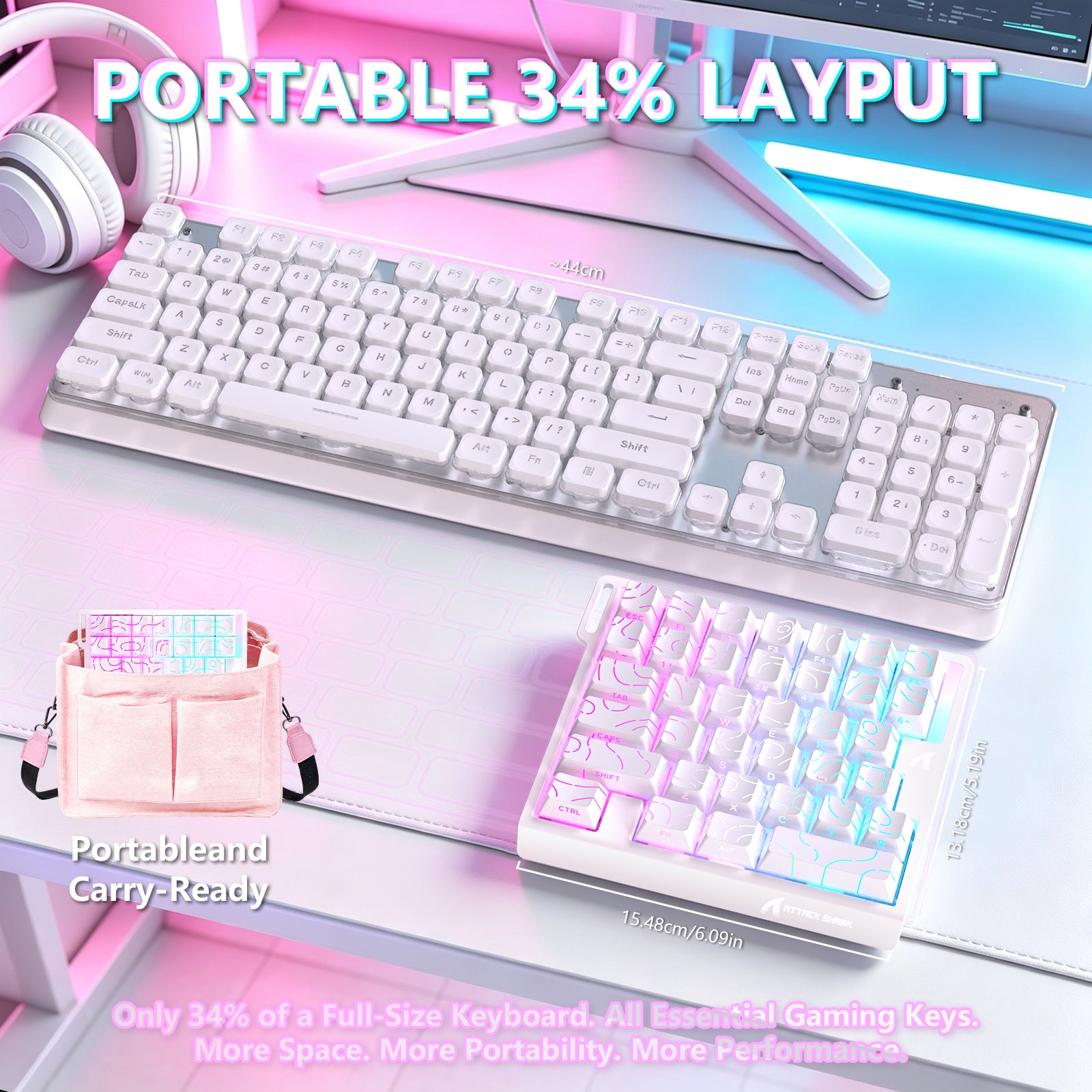 ATTACK SHARK M36 HE 한손용 마그네틱 스위치 키보드 & C01 ULTRA LED 조종사 케이블