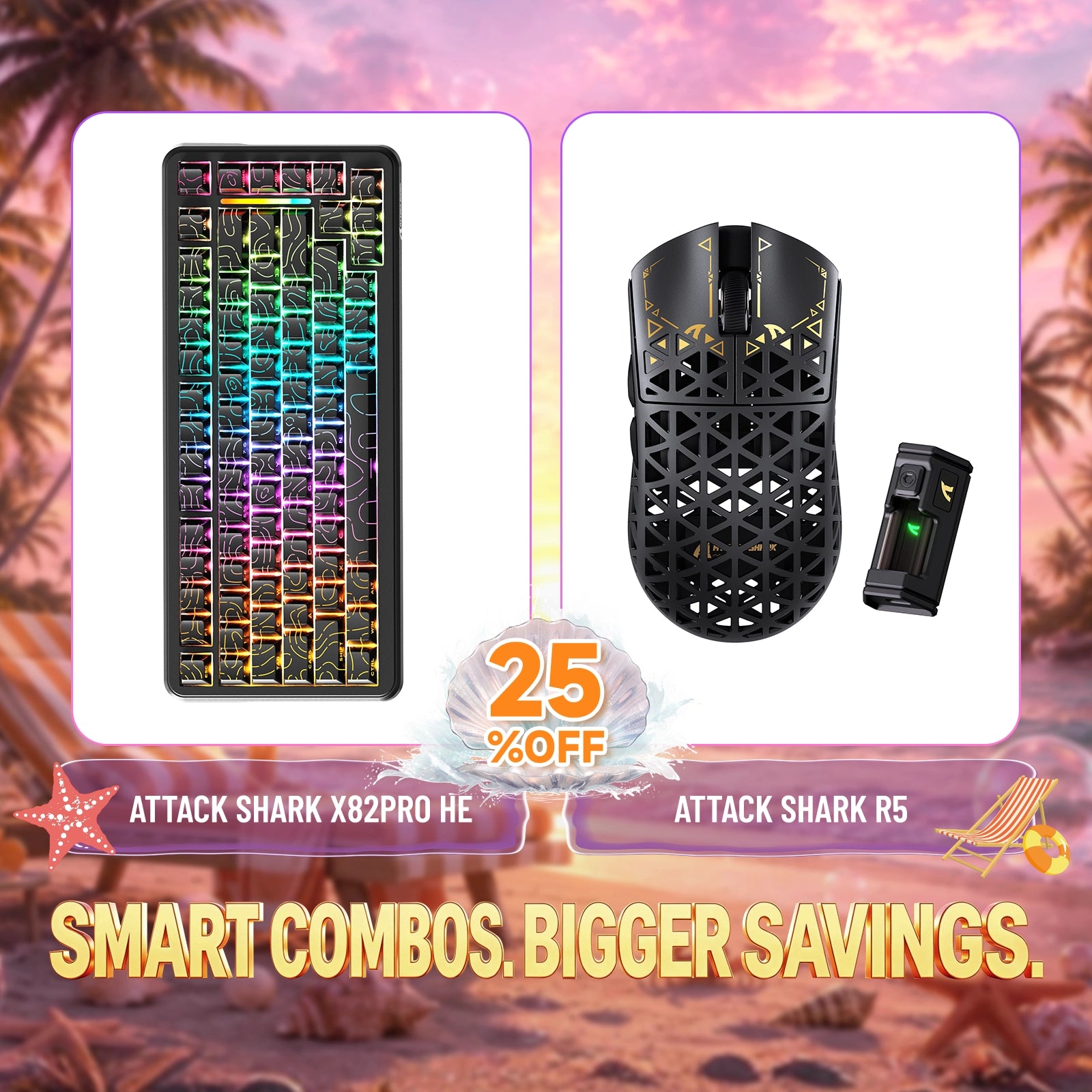 ATTACK SHARK X82PRO HE keyboard and R5 carbon fiber wireless gaming mouse bundle with 25% off