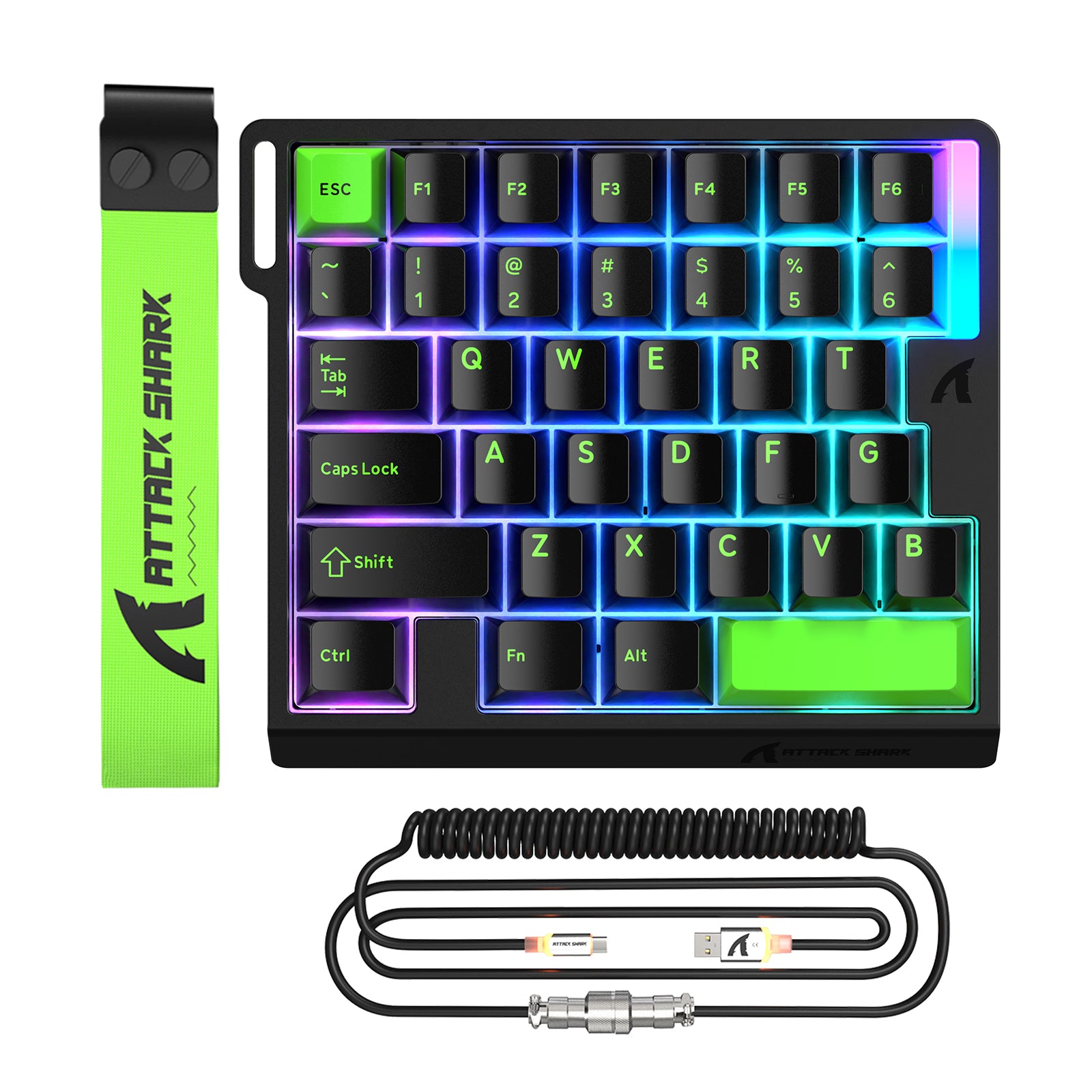 ATTACK SHARK M36 HE 한손용 마그네틱 스위치 키보드 & C01 ULTRA LED 조종사 케이블