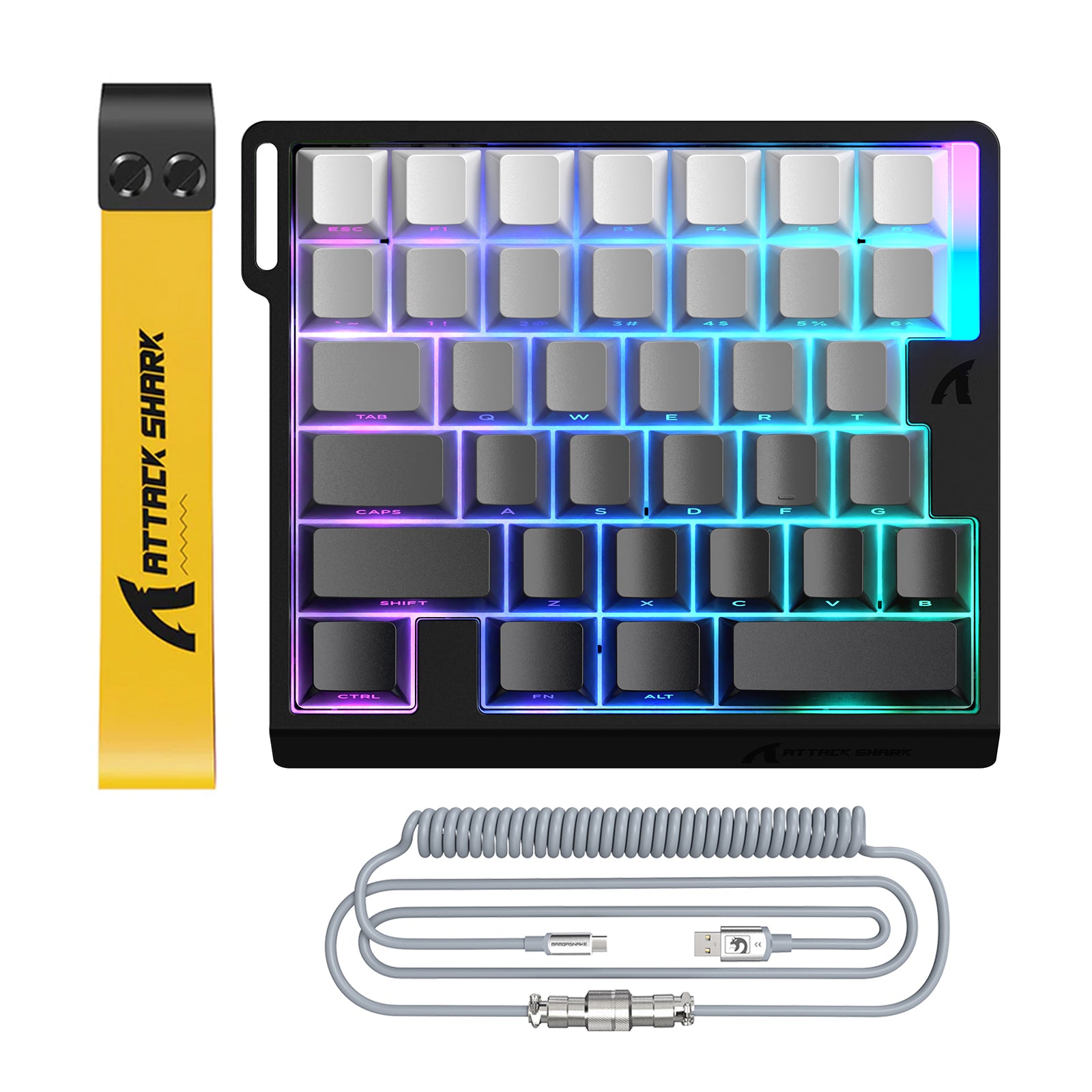 ATTACK SHARK M36 HE 한손용 마그네틱 스위치 키보드 & C01 ULTRA LED 조종사 케이블
