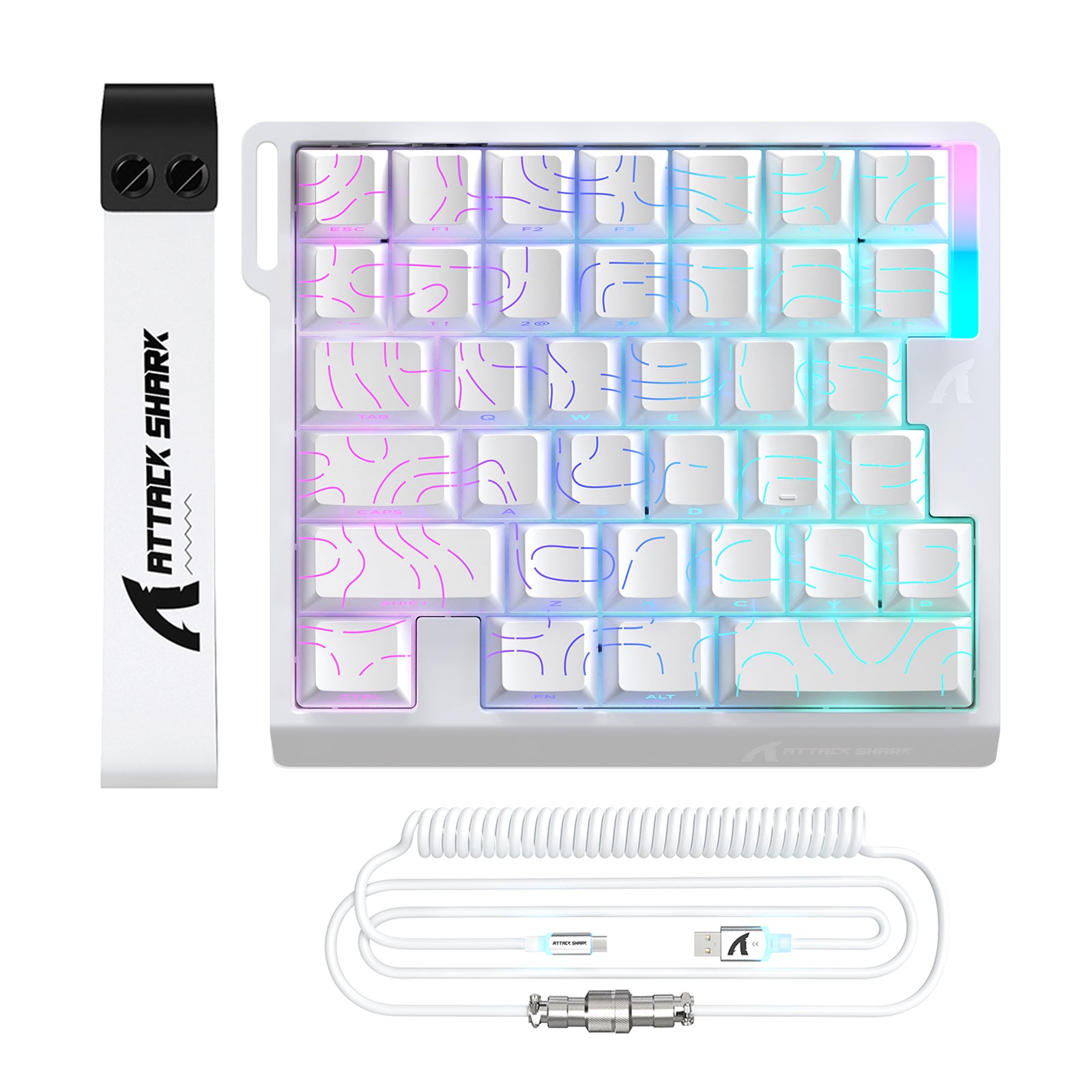 ATTACK SHARK M36 HE 한손용 마그네틱 스위치 키보드 & C01 ULTRA LED 조종사 케이블