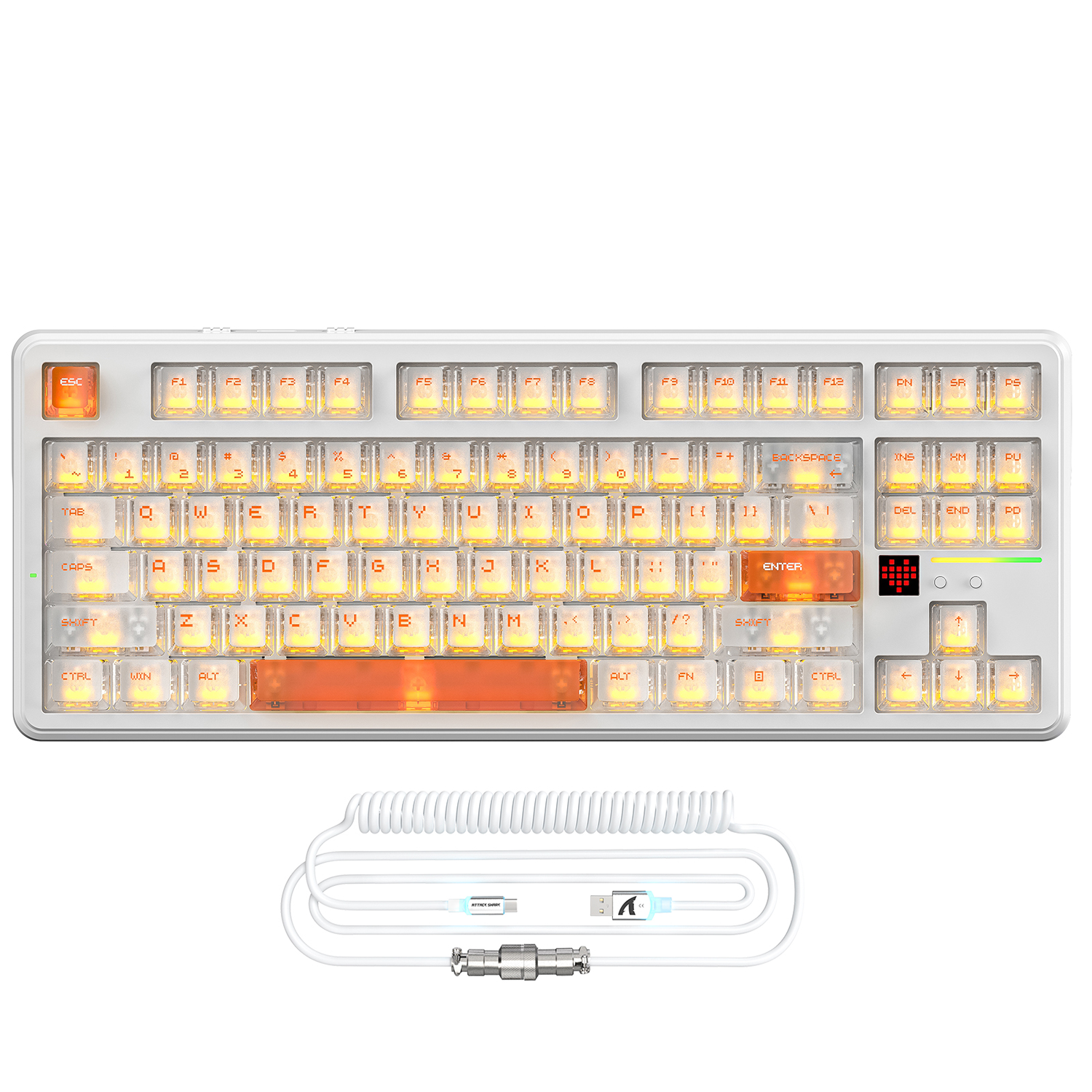 ATTACK SHARK X87 ULTRA 8KHz 수신기 및 RGB 코일 케이블 무선 게이밍 키보드