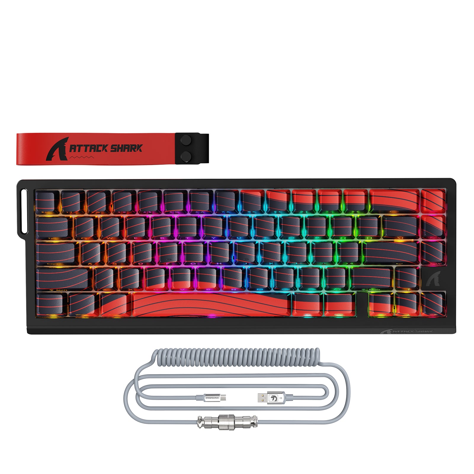 ATTACK SHARK X68PRO HE 무선 빠른 트리거 키보드 및 코일 케이블 포함