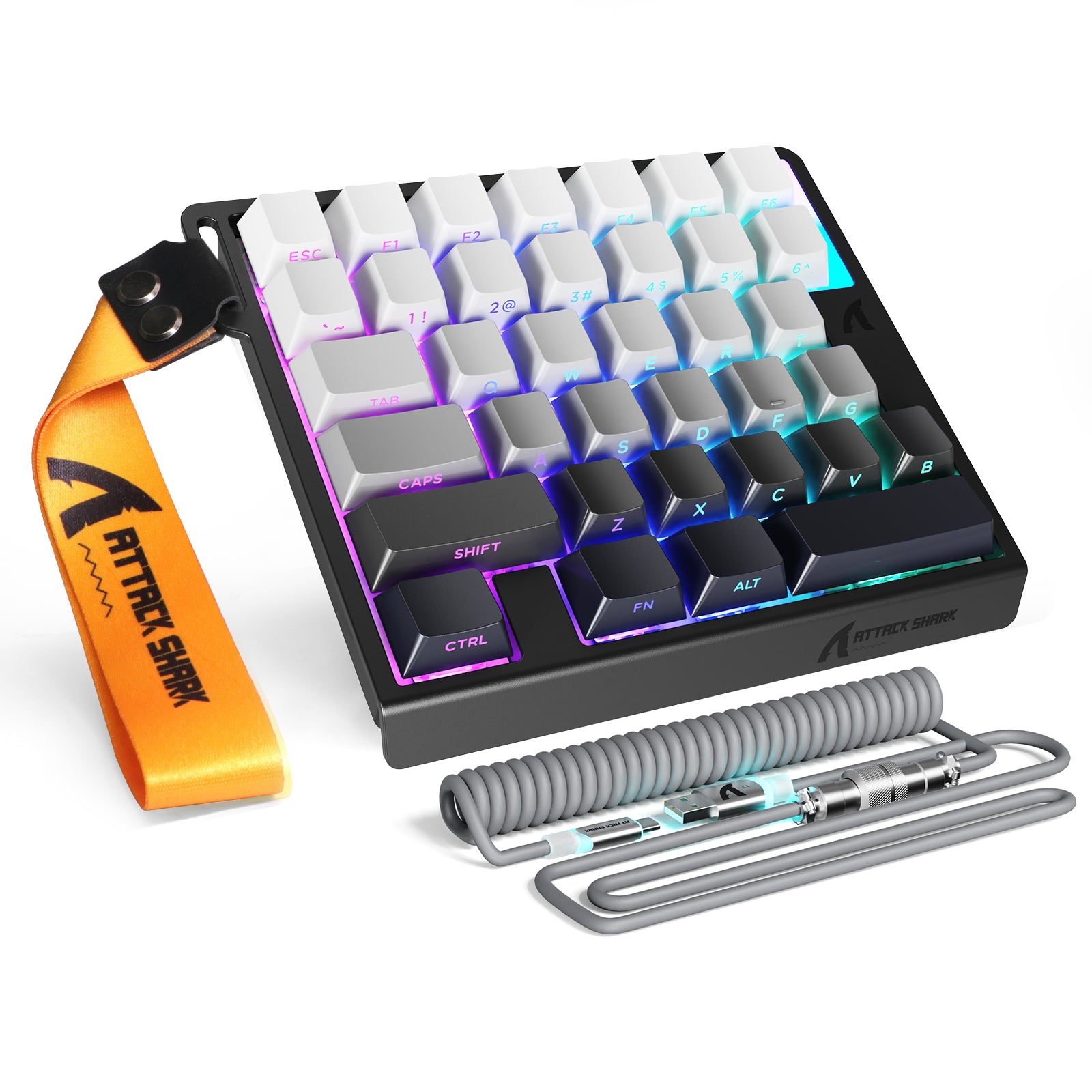 ATTACK SHARK M36 HE 한손용 마그네틱 스위치 키보드 & C01 ULTRA LED 조종사 케이블